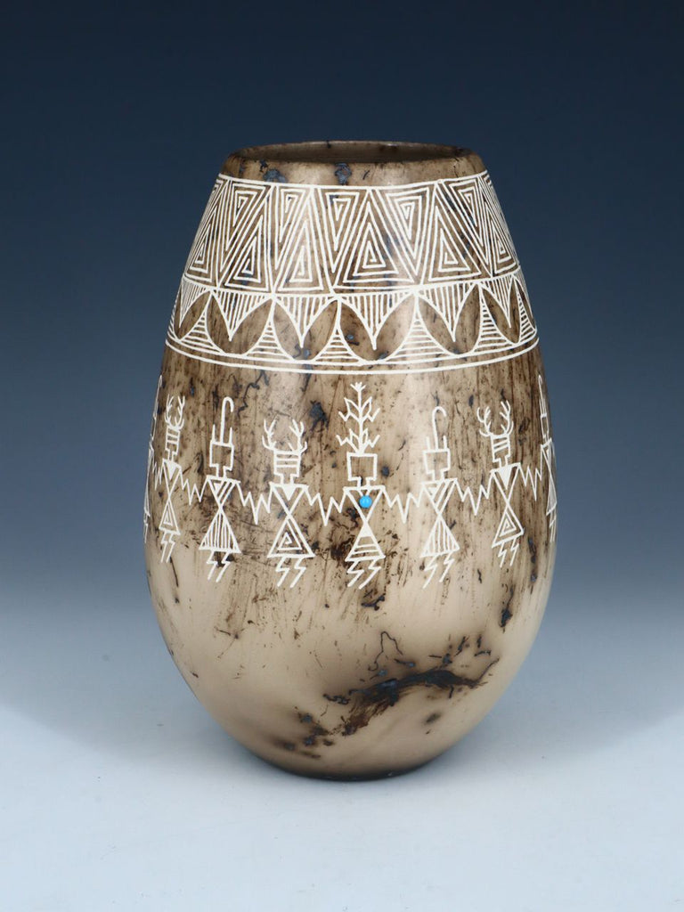 Etched Horsehair Acoma Friendship Pottery Vase - PuebloDirect.com