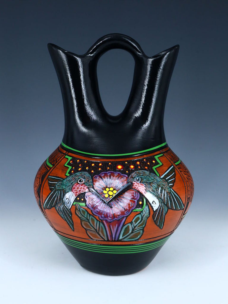 Navajo Hummingbird Hand Etched Pottery Wedding Vase - PuebloDirect.com