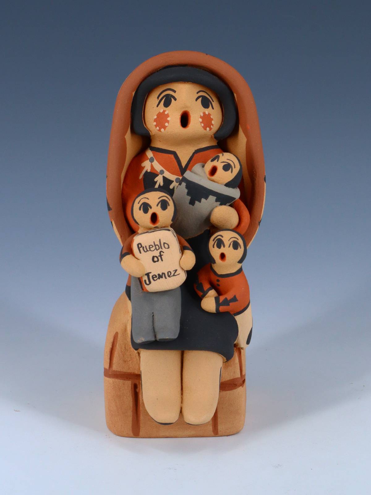 Jemez Pueblo Pottery Three Baby Storyteller - PuebloDirect.com