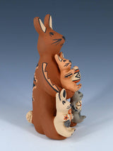 Jemez Pueblo Pottery Rabbit Three Baby Storyteller - PuebloDirect.com