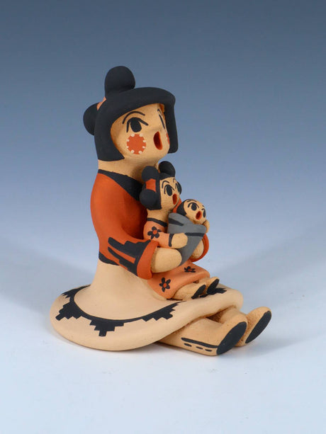 Jemez Pueblo Pottery Two Baby Storyteller - PuebloDirect.com