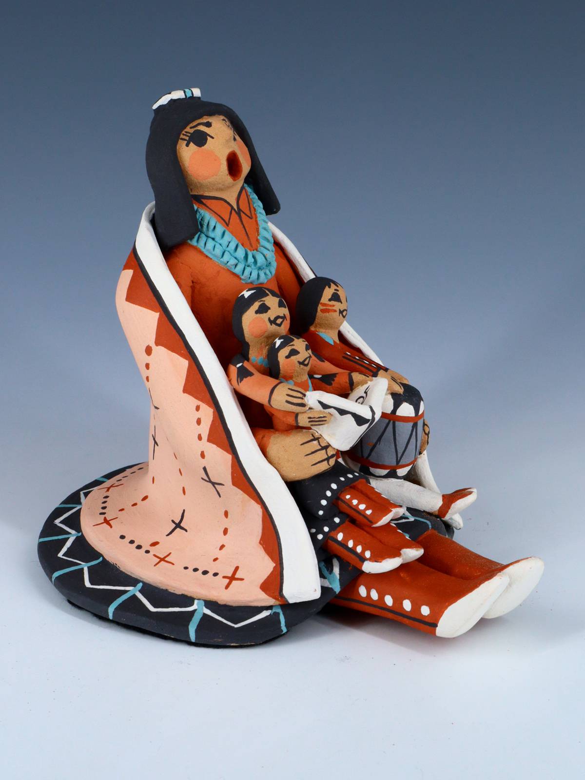 Jemez Pueblo Pottery Three Baby Storyteller - PuebloDirect.com