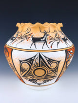 Zuni Pueblo Hand Coiled Heartline Elk Pottery - PuebloDirect.com