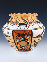Zuni Pueblo Hand Coiled Heartline Elk Pottery - PuebloDirect.com