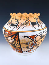 Zuni Pueblo Hand Coiled Heartline Elk Pottery - PuebloDirect.com
