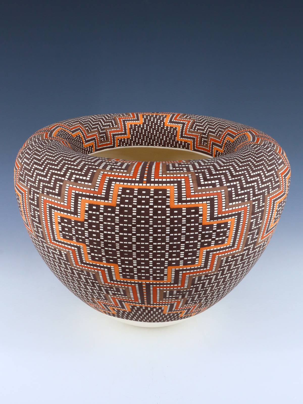 Acoma Pueblo Pottery Large Hand Coiled Infinity Rim Bowl - PuebloDirect.com