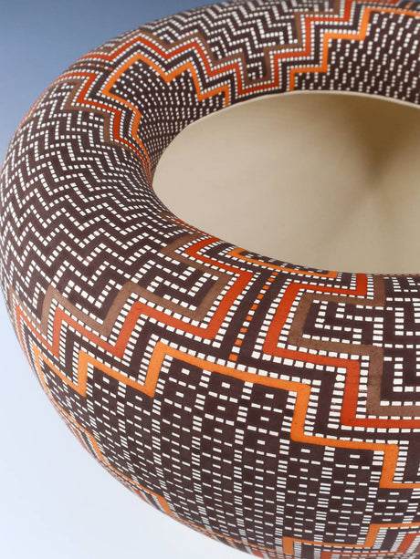 Acoma Pueblo Pottery Large Hand Coiled Infinity Rim Bowl - PuebloDirect.com