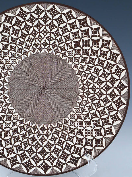 Hand Made Acoma Pueblo Pottery Snowflake and Fineline Plate - PuebloDirect.com