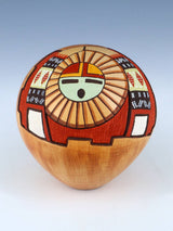 Hopi Hand Coiled Carved Sunface Pottery Seed Pot - PuebloDirect.com