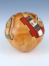 Hopi Hand Coiled Carved Sunface Pottery Seed Pot - PuebloDirect.com