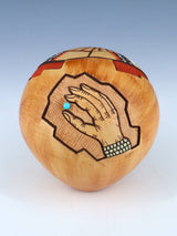 Hopi Hand Coiled Carved Sunface Pottery Seed Pot - PuebloDirect.com