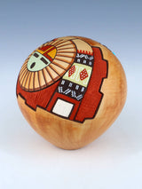 Hopi Hand Coiled Carved Sunface Pottery Seed Pot - PuebloDirect.com