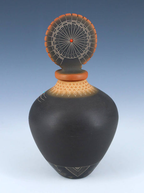 Private Collection Santa Clara Pueblo Hand Coiled Lidded Pottery - PuebloDirect.com