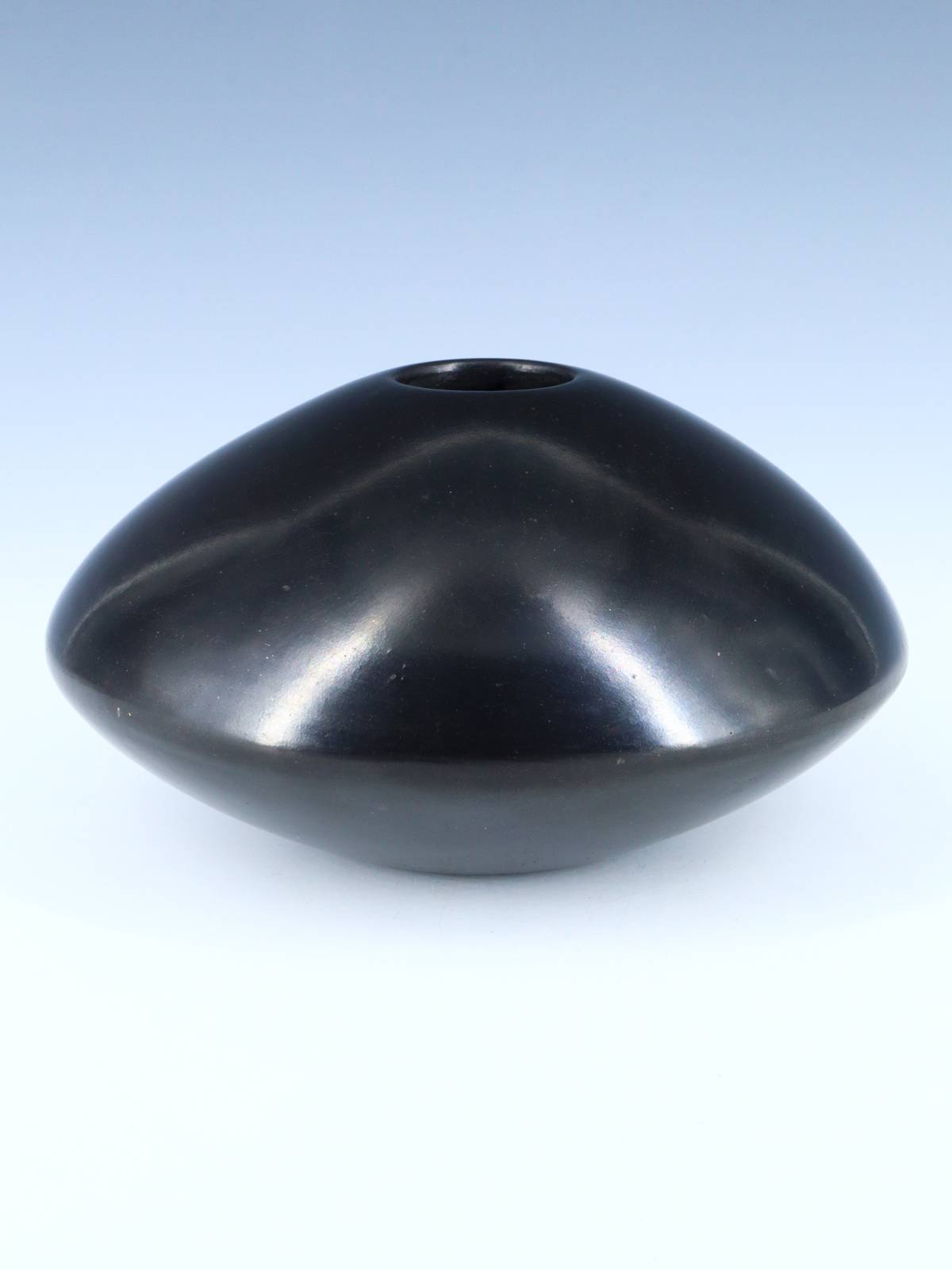 Hand Coiled Nambe Pueblo Pottery Stone Polished Seed Pot - PuebloDirect.com