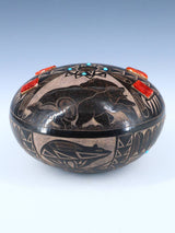 Sioux Pottery Etched Hand Coiled Pottery Seed Pot - PuebloDirect.com