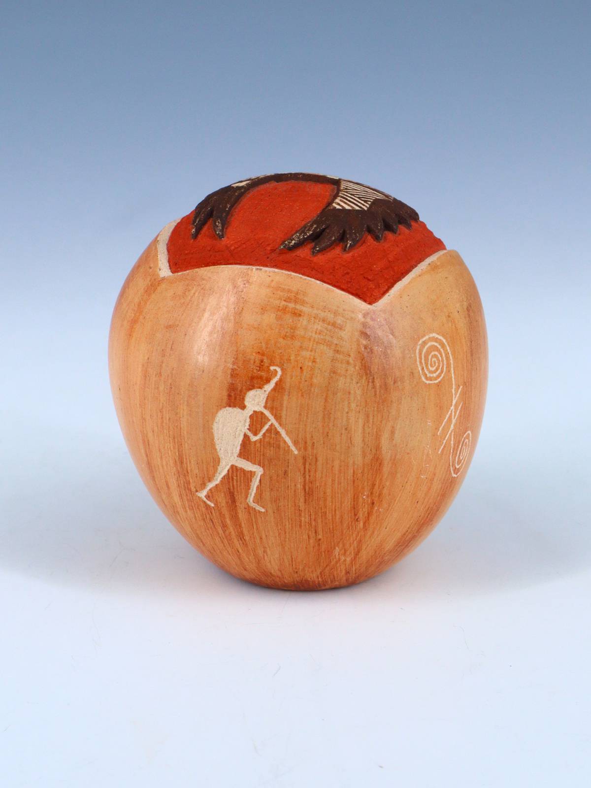 Hopi Hand Coiled Carved Crow Mother Kachina Pottery Seed Pot - PuebloDirect.com
