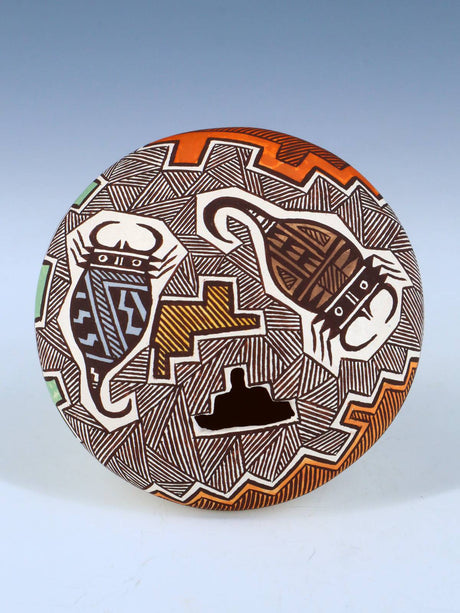 Hand Coiled Acoma Pueblo Insect Fine Line Seed Pot - PuebloDirect.com