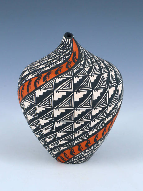 Acoma Pueblo Hand Coiled Pottery Small Kokopelli Vase - PuebloDirect.com