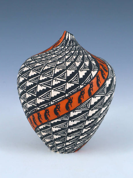 Acoma Pueblo Hand Coiled Pottery Small Kokopelli Vase - PuebloDirect.com