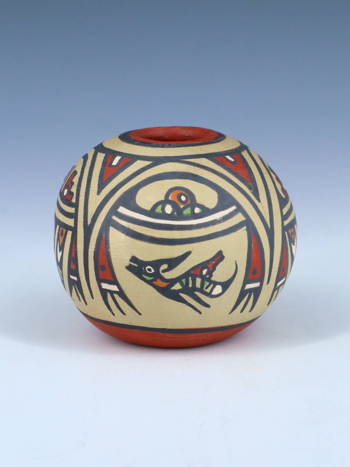 Santa Clara Pueblo Pottery Polychrome Seedpot - PuebloDirect.com