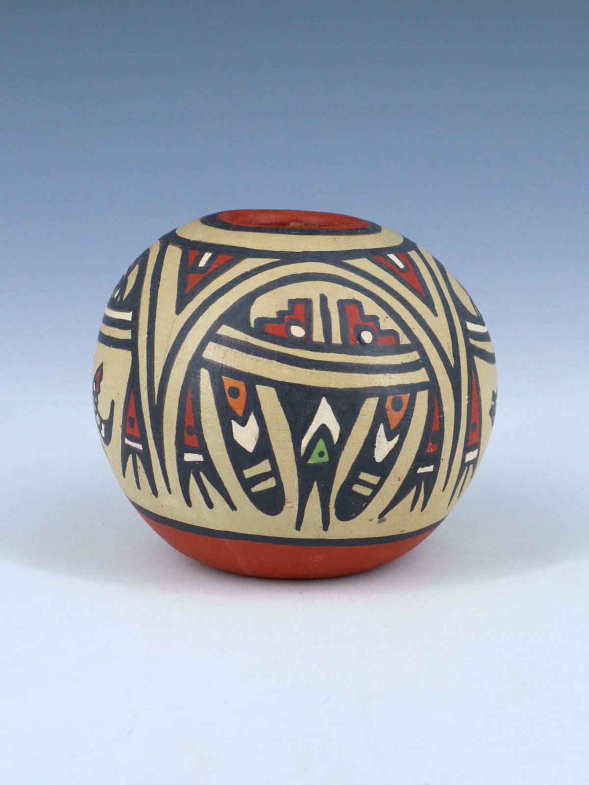 Santa Clara Pueblo Pottery Polychrome Seedpot - PuebloDirect.com