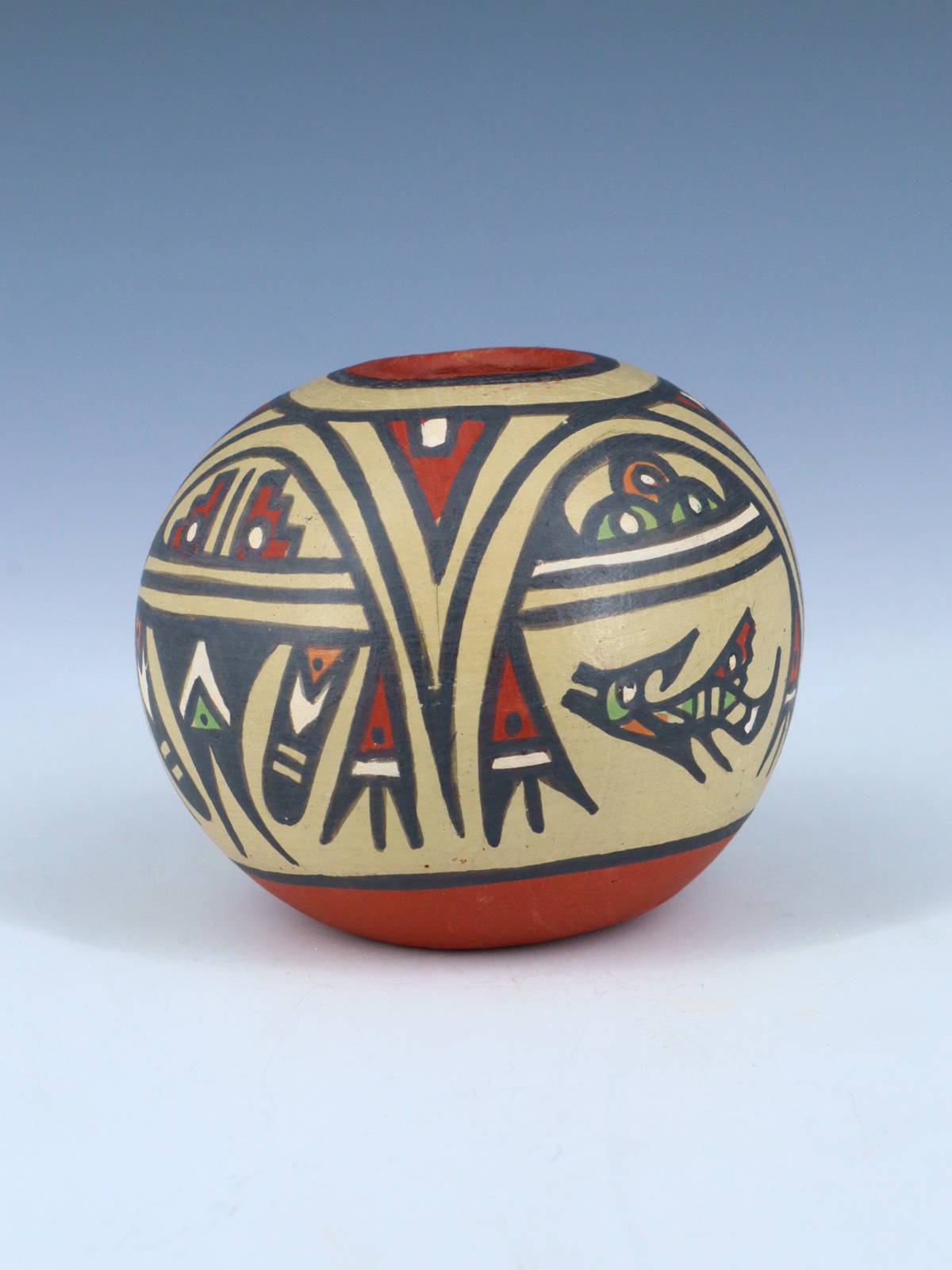 Santa Clara Pueblo Pottery Polychrome Seedpot - PuebloDirect.com
