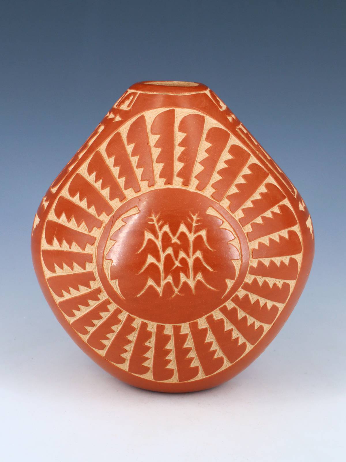 Etched Jemez Pueblo Pottery Wheat Pot - PuebloDirect.com