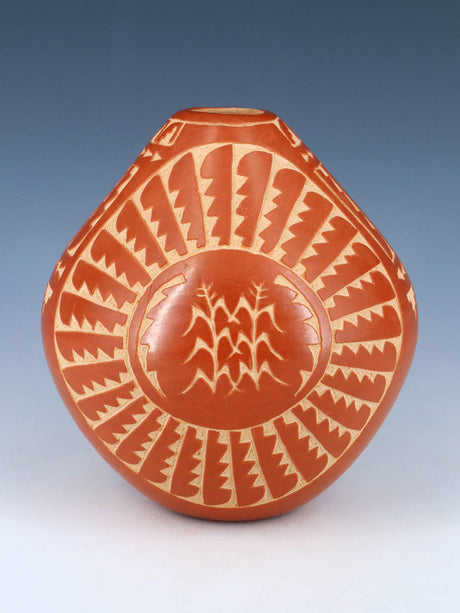 Etched Jemez Pueblo Pottery Wheat Pot - PuebloDirect.com