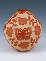 Etched Jemez Pueblo Pottery Butterfly Pot - PuebloDirect.com