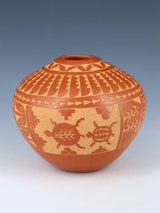 Etched Jemez Pueblo Pottery Turtle Pot - PuebloDirect.com