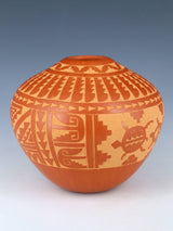 Etched Jemez Pueblo Pottery Turtle Pot - PuebloDirect.com