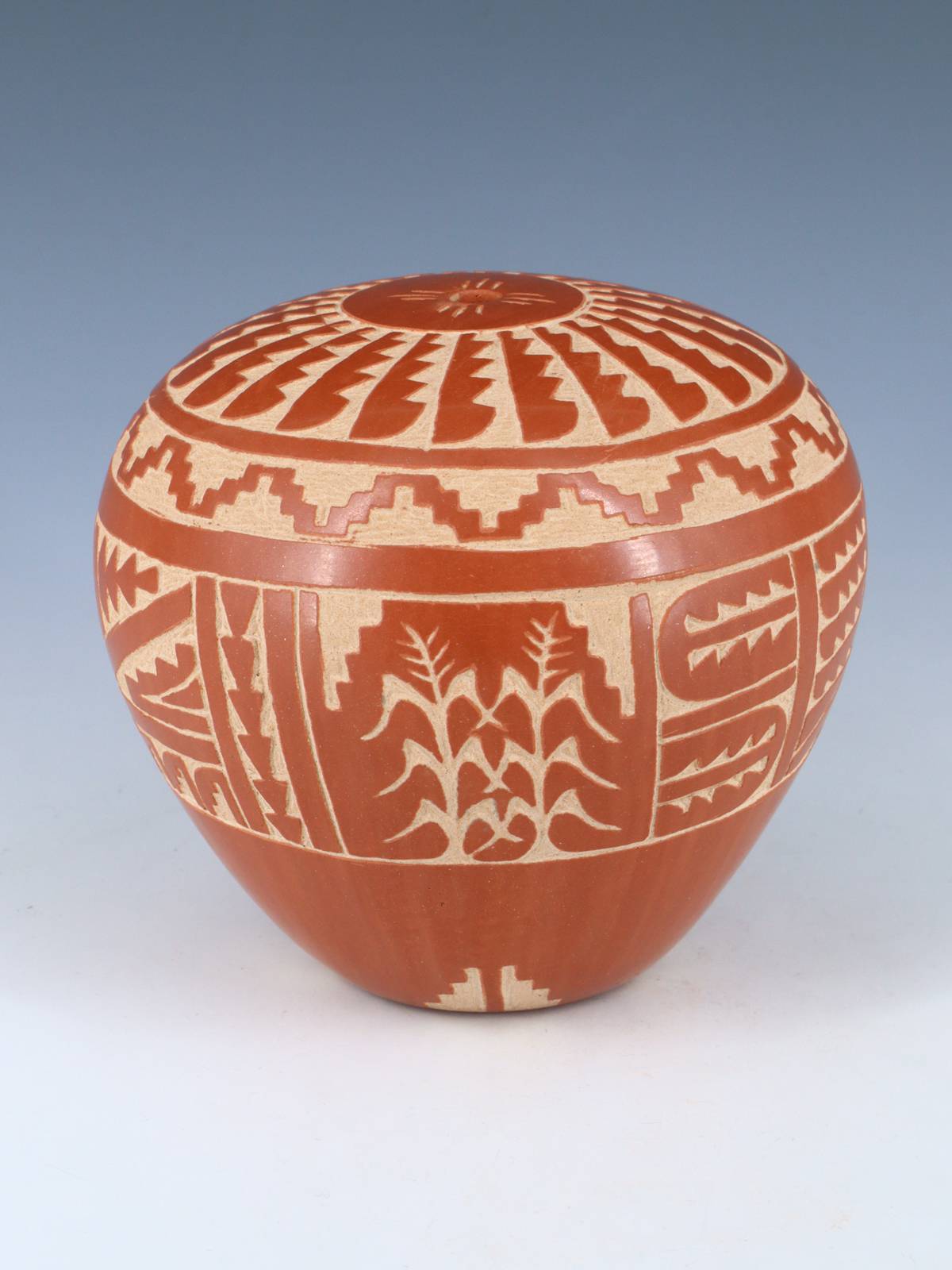 Etched Jemez Pueblo Pottery Wheat Seed Pot - PuebloDirect.com
