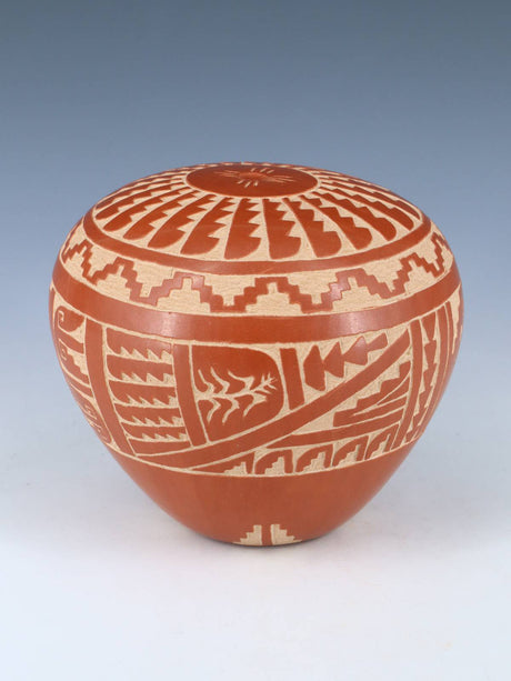 Etched Jemez Pueblo Pottery Wheat Seed Pot - PuebloDirect.com