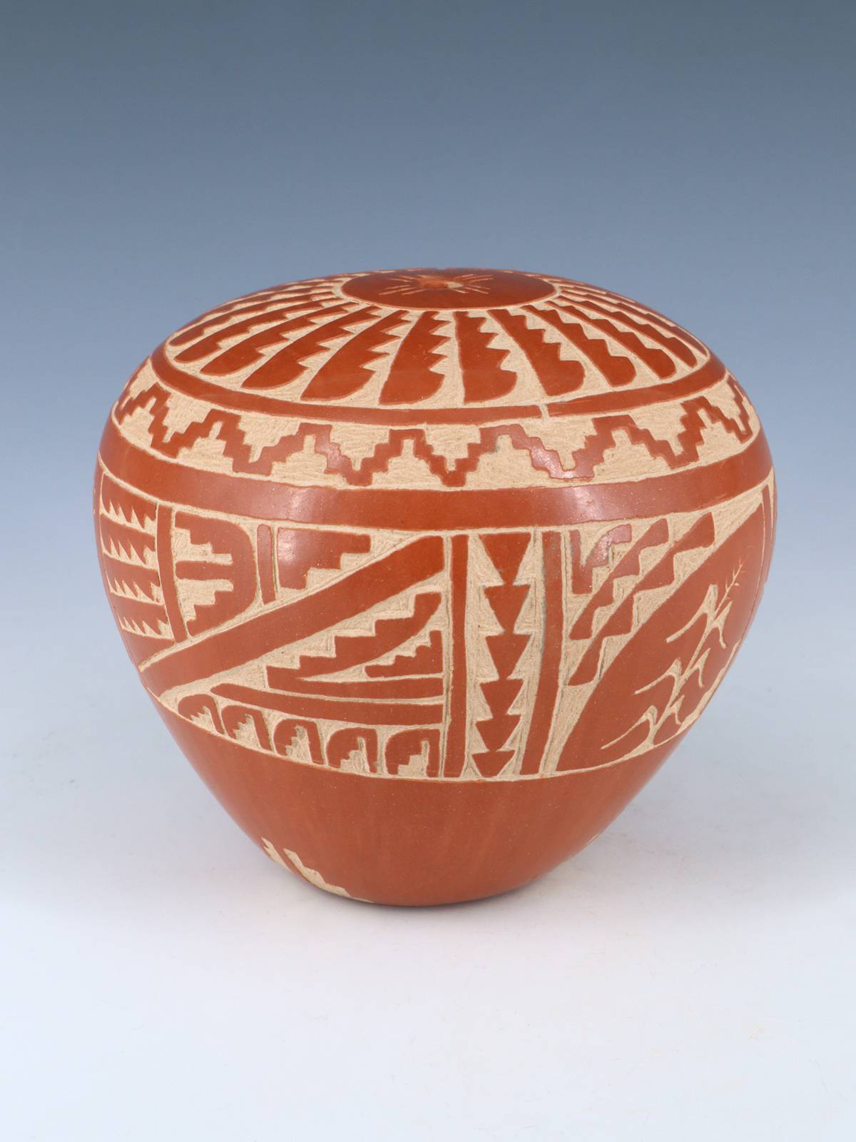 Etched Jemez Pueblo Pottery Wheat Seed Pot - PuebloDirect.com