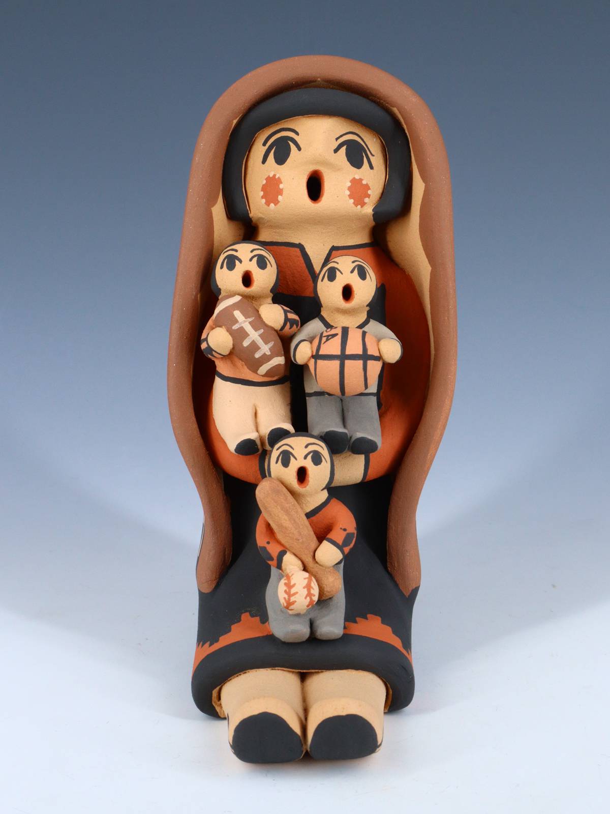 Jemez Pueblo Pottery Three Baby Storyteller - PuebloDirect.com