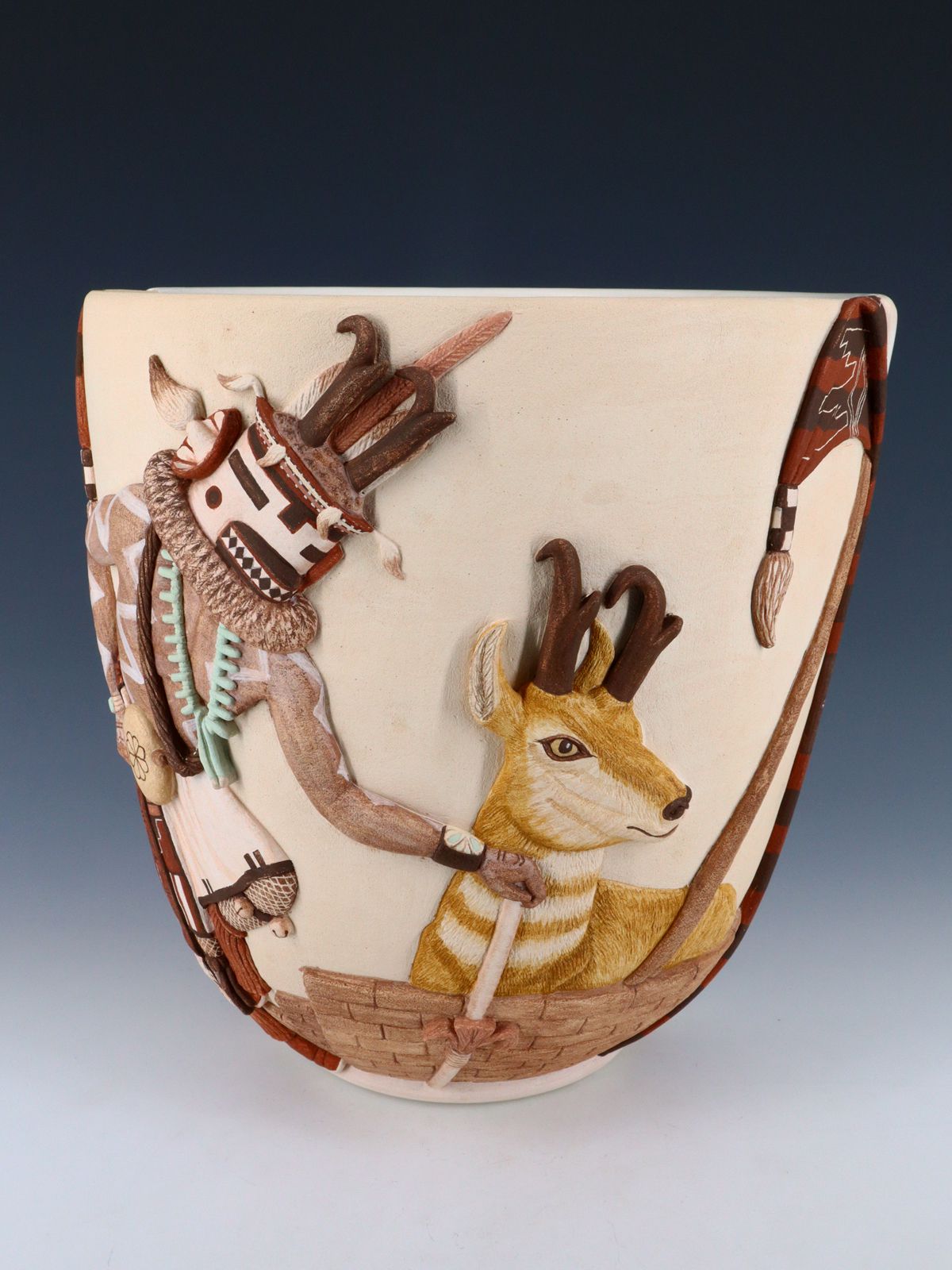 Navajo and Hopi Collaborative Hand Coiled Pottery Jar