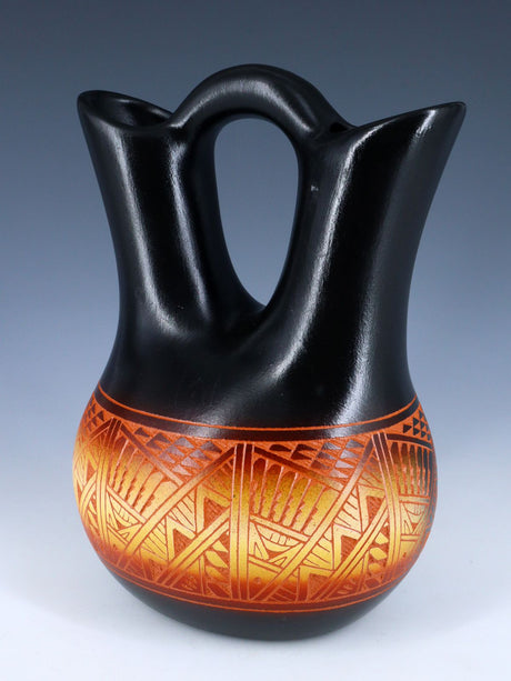 Laguna Pueblo Etched Bear Pottery Wedding Vase