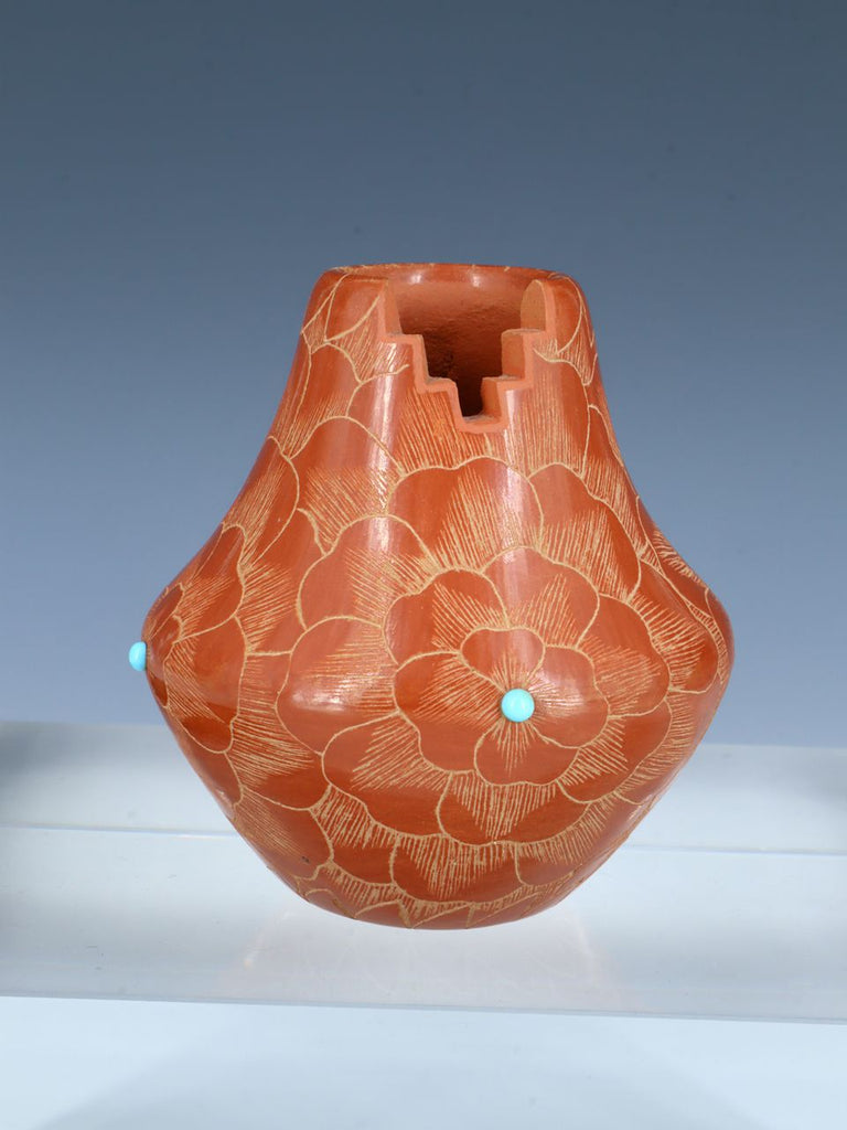Santa Clara Pueblo Hand Coiled Red Clay Pottery Vase - PuebloDirect.com