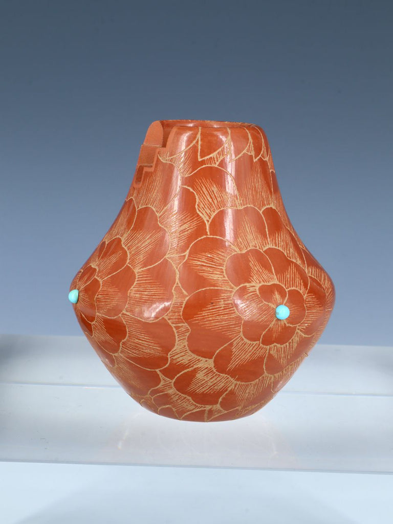 Santa Clara Pueblo Hand Coiled Red Clay Pottery Vase - PuebloDirect.com