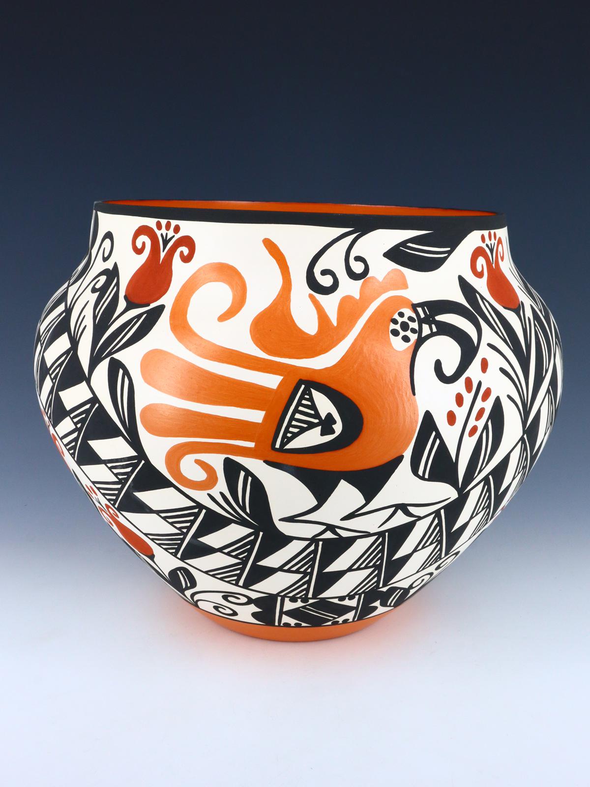 Acoma Pueblo Bol de poterie de perroquet peint à la main