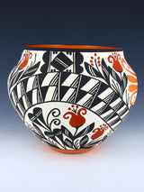 Acoma Pueblo Bol de poterie de perroquet peint à la main