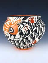 Acoma Pueblo Bol de poterie de perroquet peint à la main