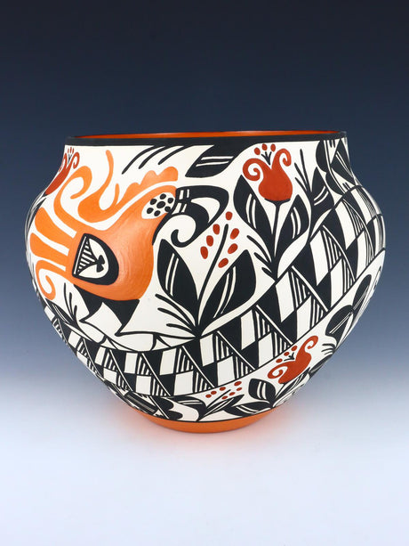 Acoma Pueblo Hand Painted Parrot Pottery Bowl