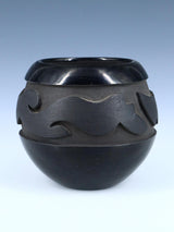 Santa Clara Pueblo Hand Coiled Black Pottery Bowl
