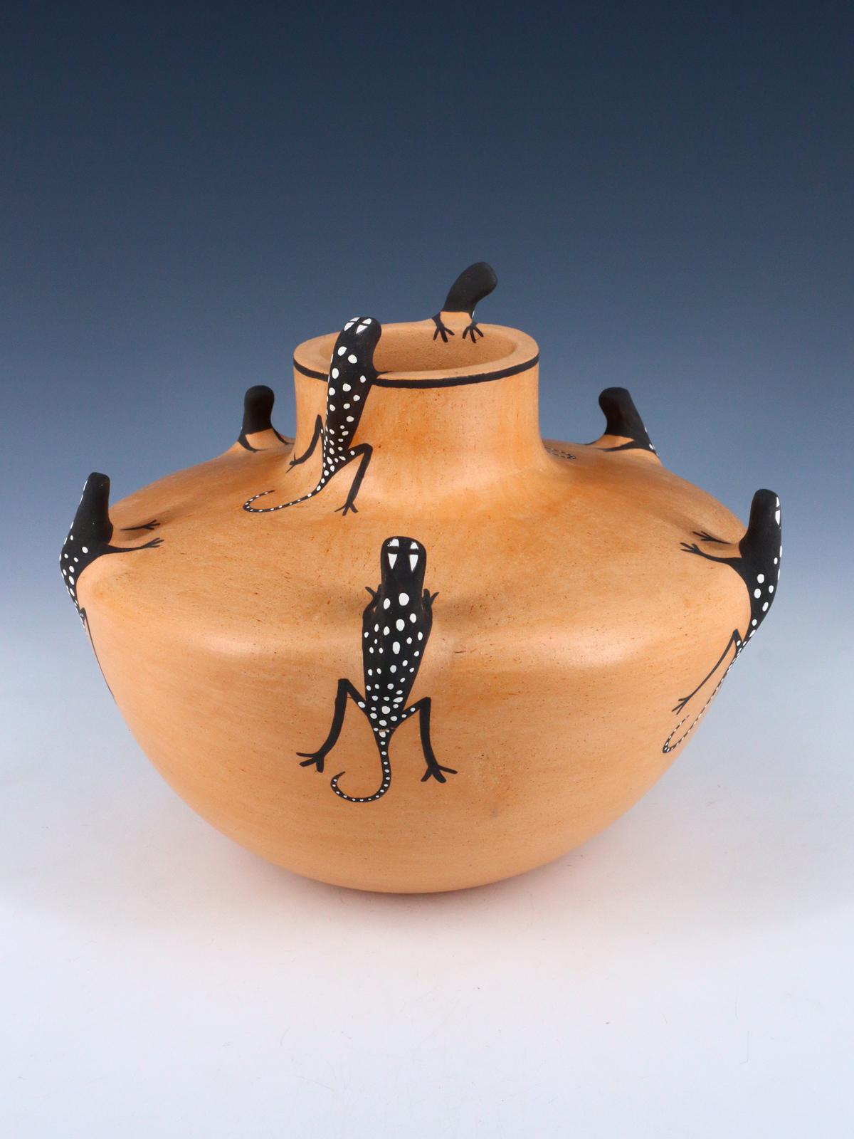 Cuenco de cerámica de lagarto Zuni Pueblo enrollado a mano