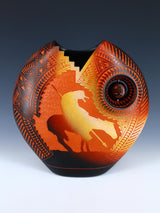 Laguna Pueblo Etched End of the Trail Pillow Pot