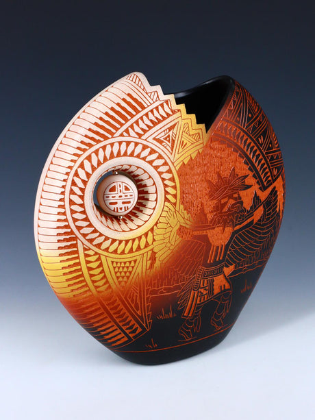 Acoma Pueblo Etched Eagle Dancer Pillow Pot