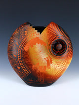 Acoma Pueblo Etched Kachina Dancer Pillow Pot