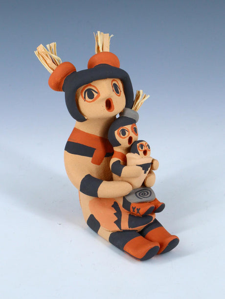 Jemez Pueblo Pottery Two Baby Storyteller - PuebloDirect.com