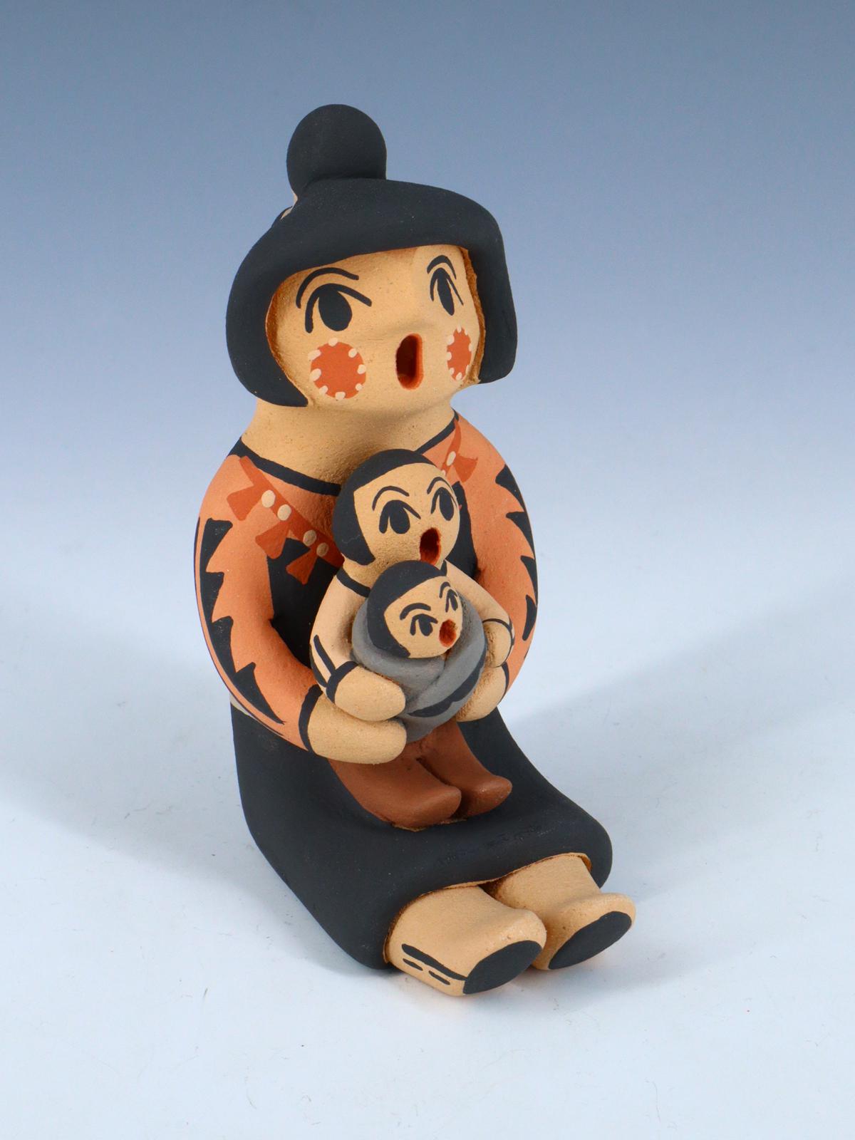 Jemez Pueblo Pottery Two Baby Storyteller - PuebloDirect.com